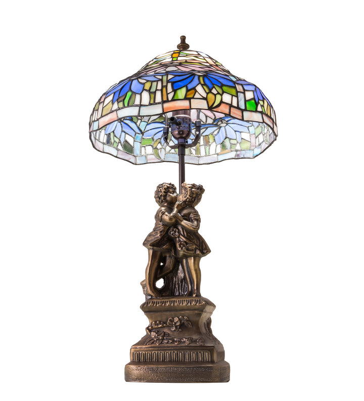 Meyda Tiffany Lighting 173824 Tiffany Poinsettia One Light Accent Lamp Lamp Bronze / Dark
