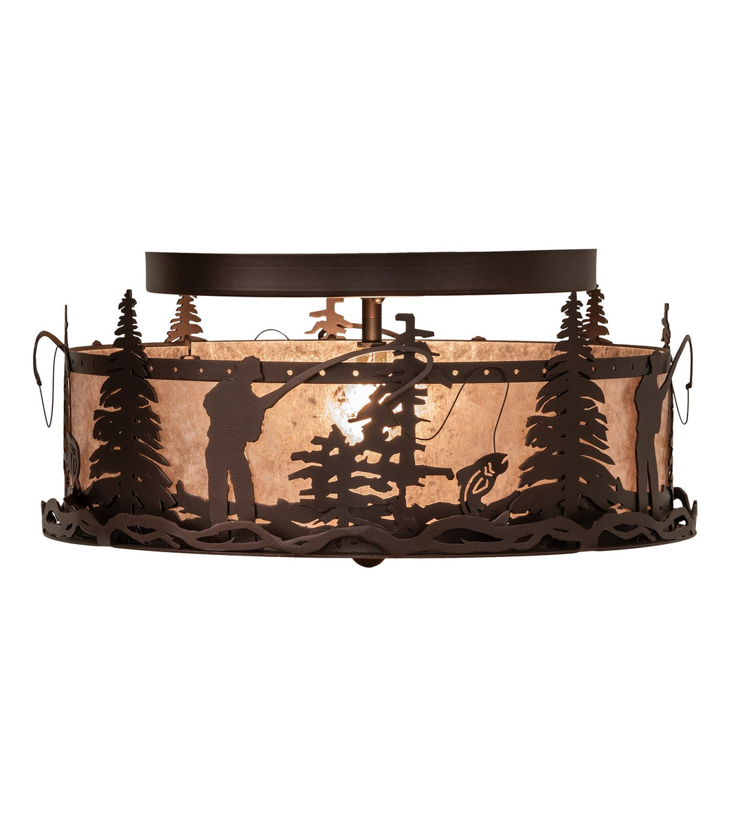Meyda Tiffany Fly Fishing Creek 214358 Ceiling Light - Mahogany Bronze