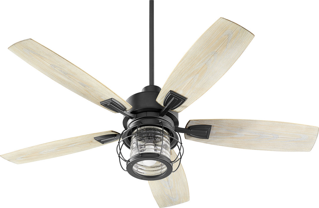 Quorum Galveston 13525-69 Ceiling Fan - Textured Black, Weathered Oak