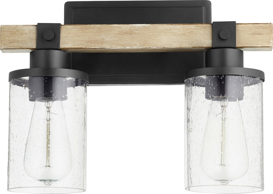 Quorum Alpine 5189-2-69 Bath Vanity Light 14 in. wide - Textured Black W/ Driftwood Finish