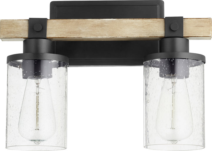 Quorum Alpine 5189-2-69 Bath Vanity Light 14 in. wide - Textured Black W/ Driftwood Finish