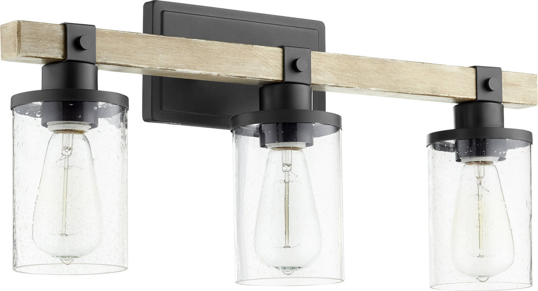 Quorum Alpine 5189-3-69 Bath Vanity Light 23 in. wide - Textured Black W/ Driftwood Finish