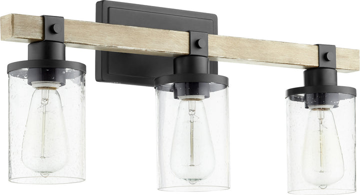 Quorum Alpine 5189-3-69 Bath Vanity Light 23 in. wide - Textured Black W/ Driftwood Finish