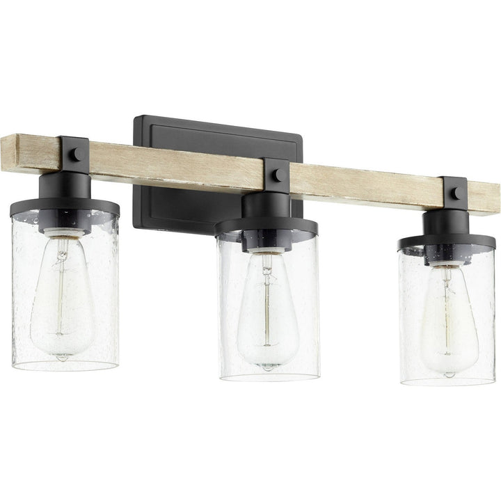 Quorum Alpine 5189-3-69 Bath Vanity Light 23 in. wide - Textured Black W/ Driftwood Finish