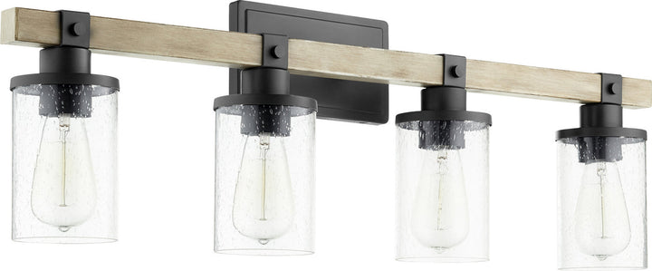 Quorum Alpine 5189-4-69 Bath Vanity Light 33 in. wide - Textured Black W/ Driftwood Finish