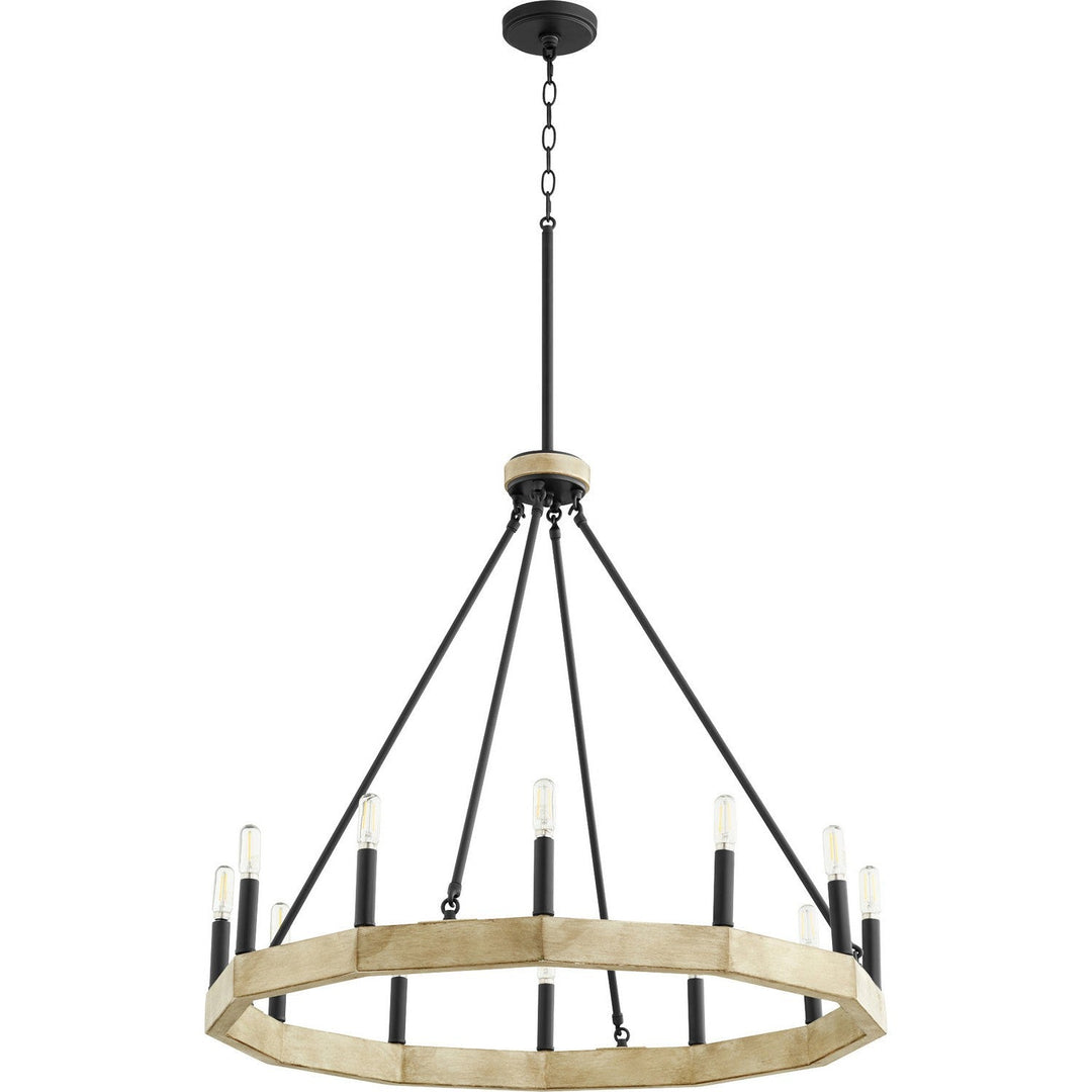 Quorum Alpine 6189-12-69 Chandelier Light - Textured Black W/ Driftwood Finish