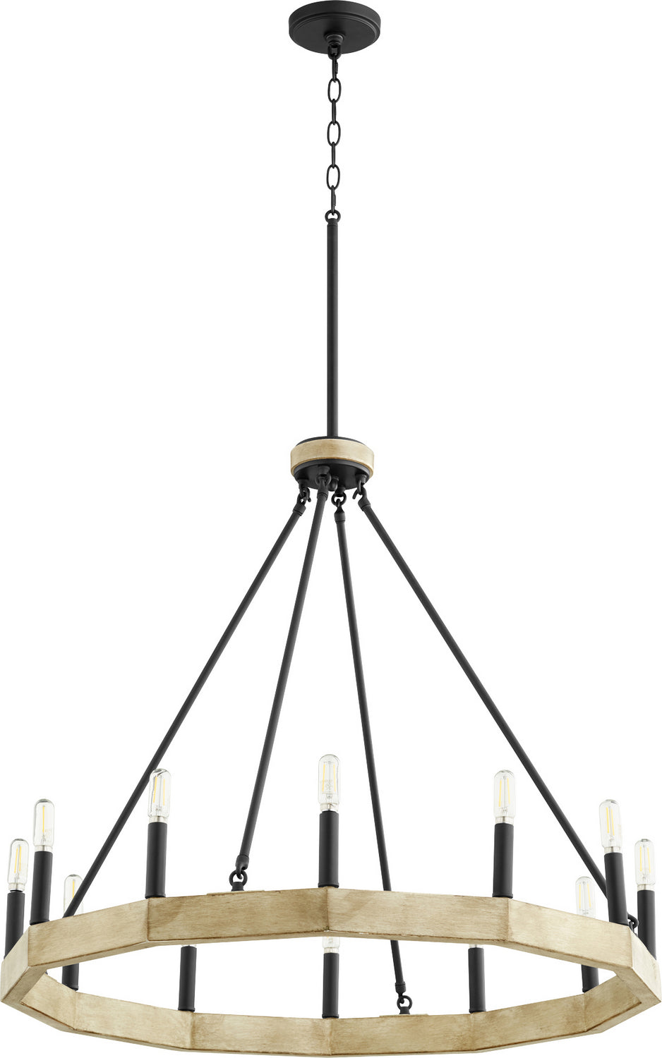 Quorum Alpine 6189-12-69 Chandelier Light - Textured Black W/ Driftwood Finish