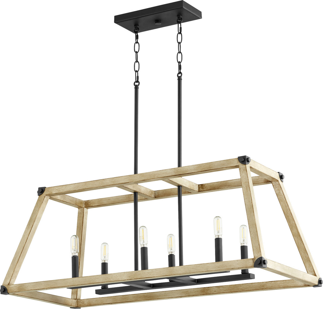 Quorum Alpine 6589-6-69 Pendant Light - Textured Black W/ Driftwood Finish