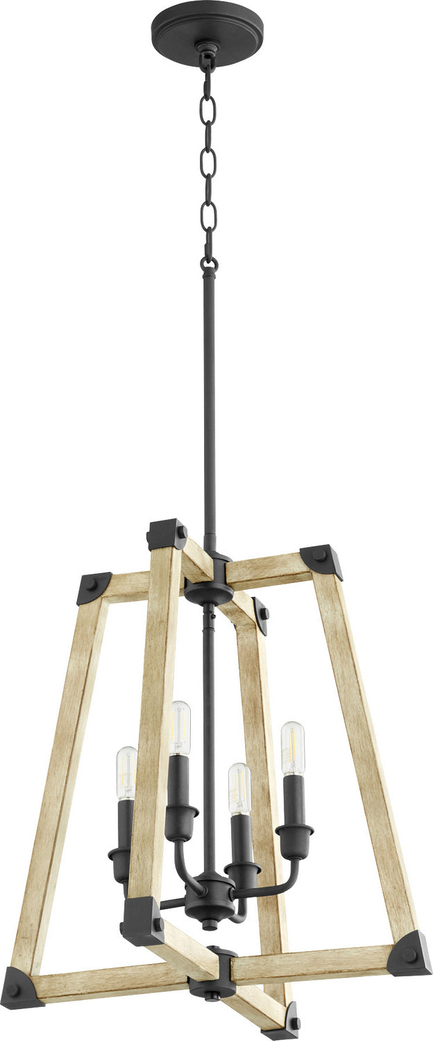 Quorum Alpine 6789-4-69 Pendant Light - Textured Black W/ Driftwood Finish