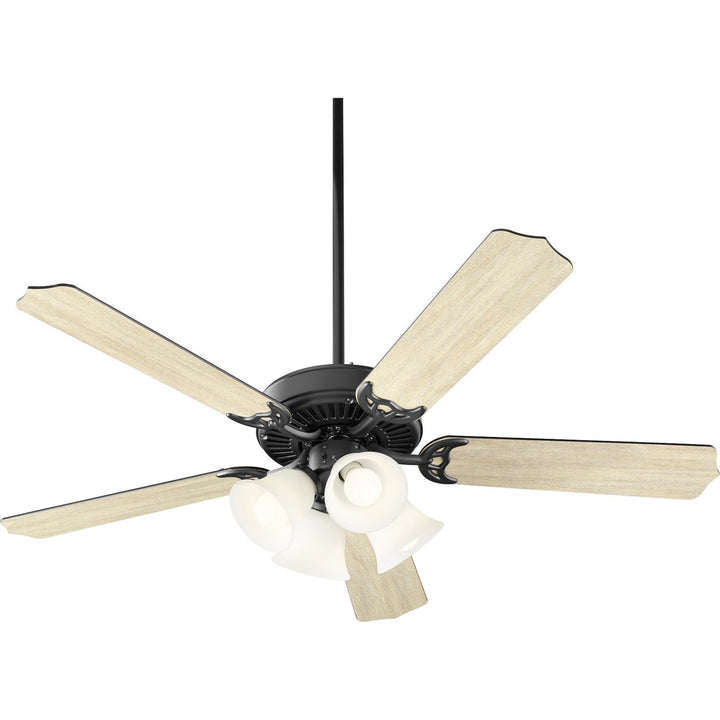 Quorum 7525-059 Ceiling Fan 52 in. - Matte Black W/ Satin Opal,