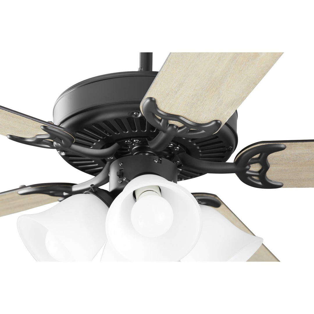 Quorum 7525-059 Ceiling Fan 52 in. - Matte Black W/ Satin Opal,