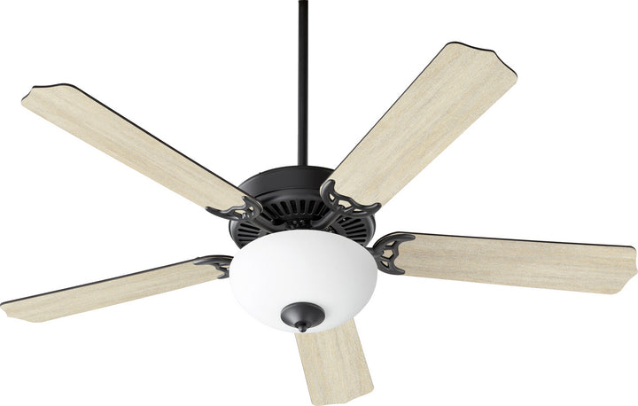 Quorum Capri VIII 7525-9059 Ceiling Fan 52 in. - Matte Black, Matte Black/Weathered Oak