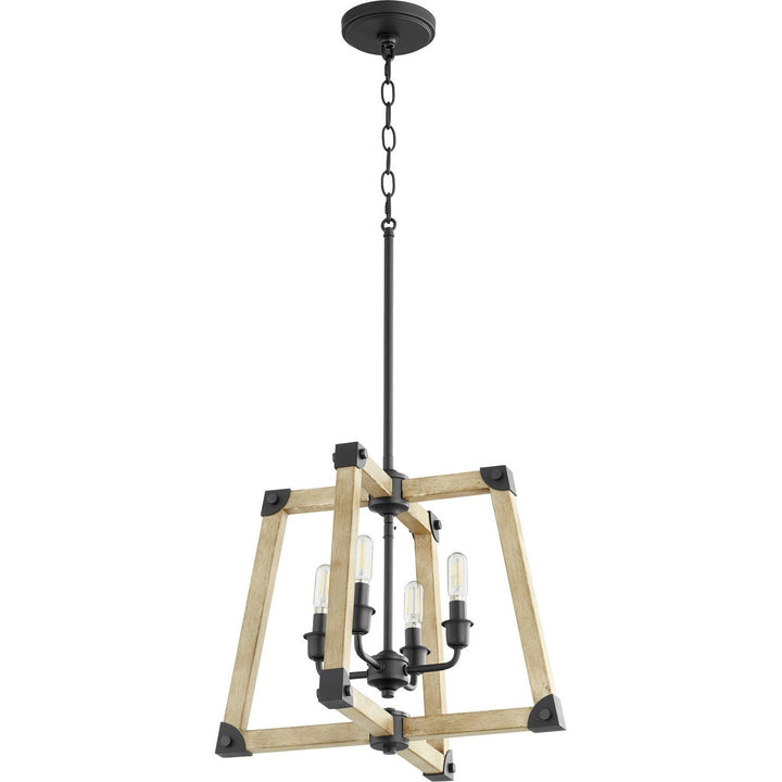 Quorum Alpine 8189-4-69 Pendant Light - Textured Black W/ Driftwood Finish