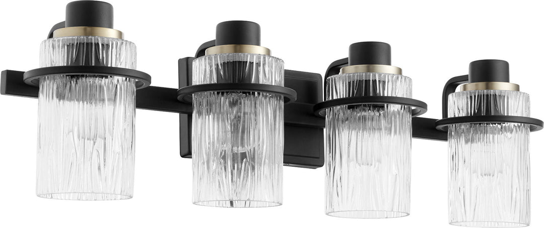 Quorum Lazo 527-4-69 Bath Vanity Light 28 in. wide - Textured Black, White/Walnut/