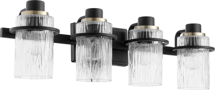 Quorum Lazo 527-4-69 Bath Vanity Light 28 in. wide - Textured Black, White/Walnut/