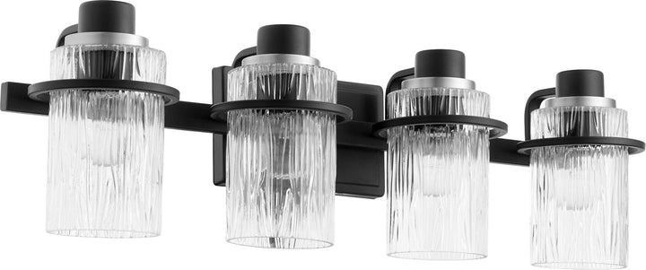 Quorum Lazo 527-4-69 Bath Vanity Light 28 in. wide - Textured Black, White/Walnut/