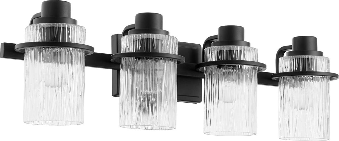Quorum Lazo 527-4-69 Bath Vanity Light 28 in. wide - Textured Black, White/Walnut/