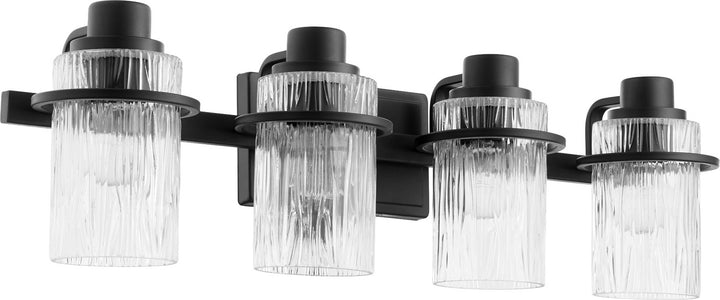 Quorum Lazo 527-4-69 Bath Vanity Light 28 in. wide - Textured Black, White/Walnut/