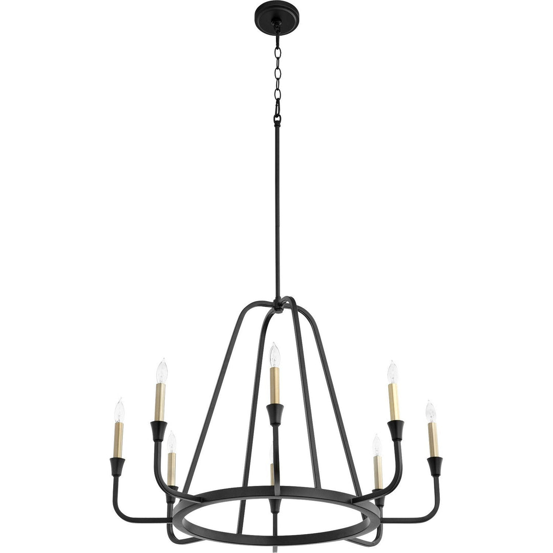 Quorum Marquee 6314-8-69 Chandelier Light - Textured Black, Matte Black/Weathered Oak/