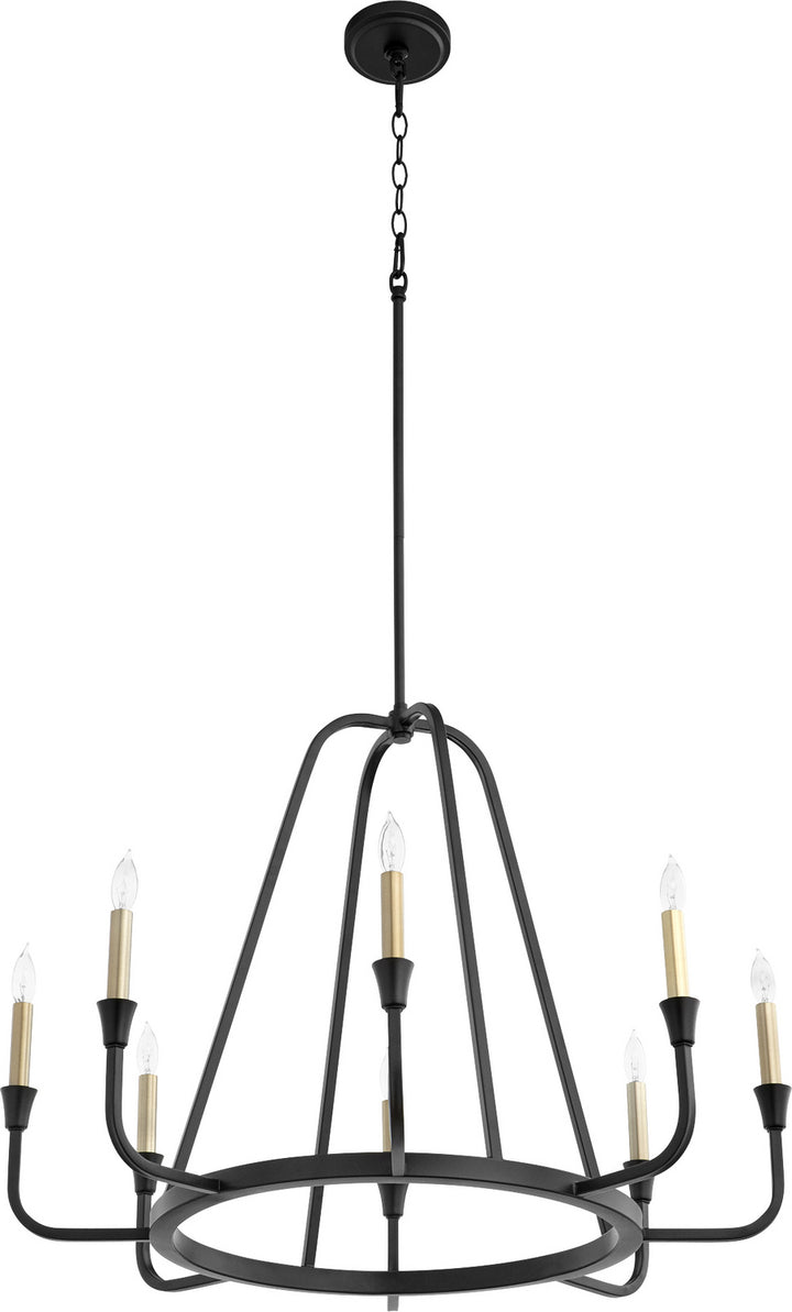 Quorum Marquee 6314-8-69 Chandelier Light - Textured Black, Matte Black/Weathered Oak/