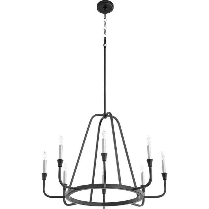 Quorum Marquee 6314-8-69 Chandelier Light - Textured Black, Matte Black/Weathered Oak/