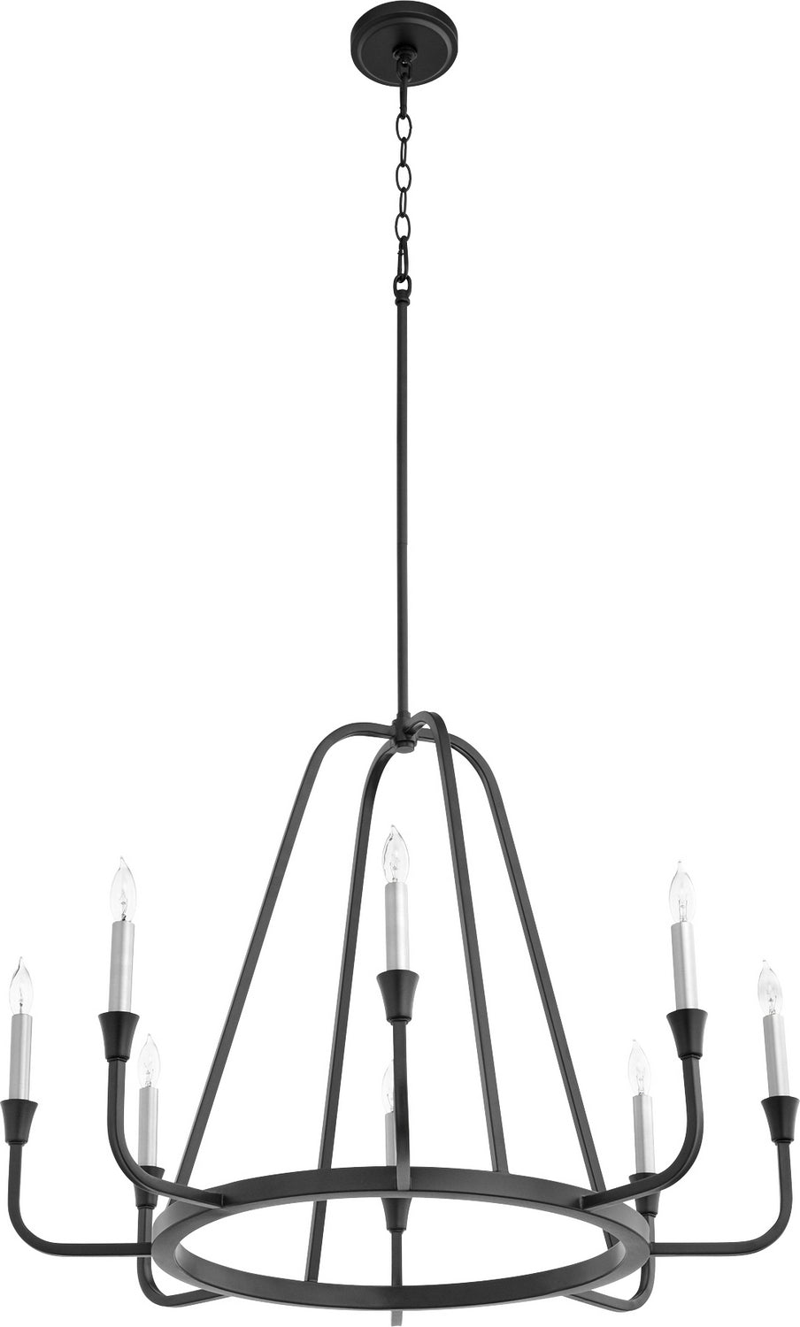 Quorum Marquee 6314-8-69 Chandelier Light - Textured Black, Matte Black/Weathered Oak/