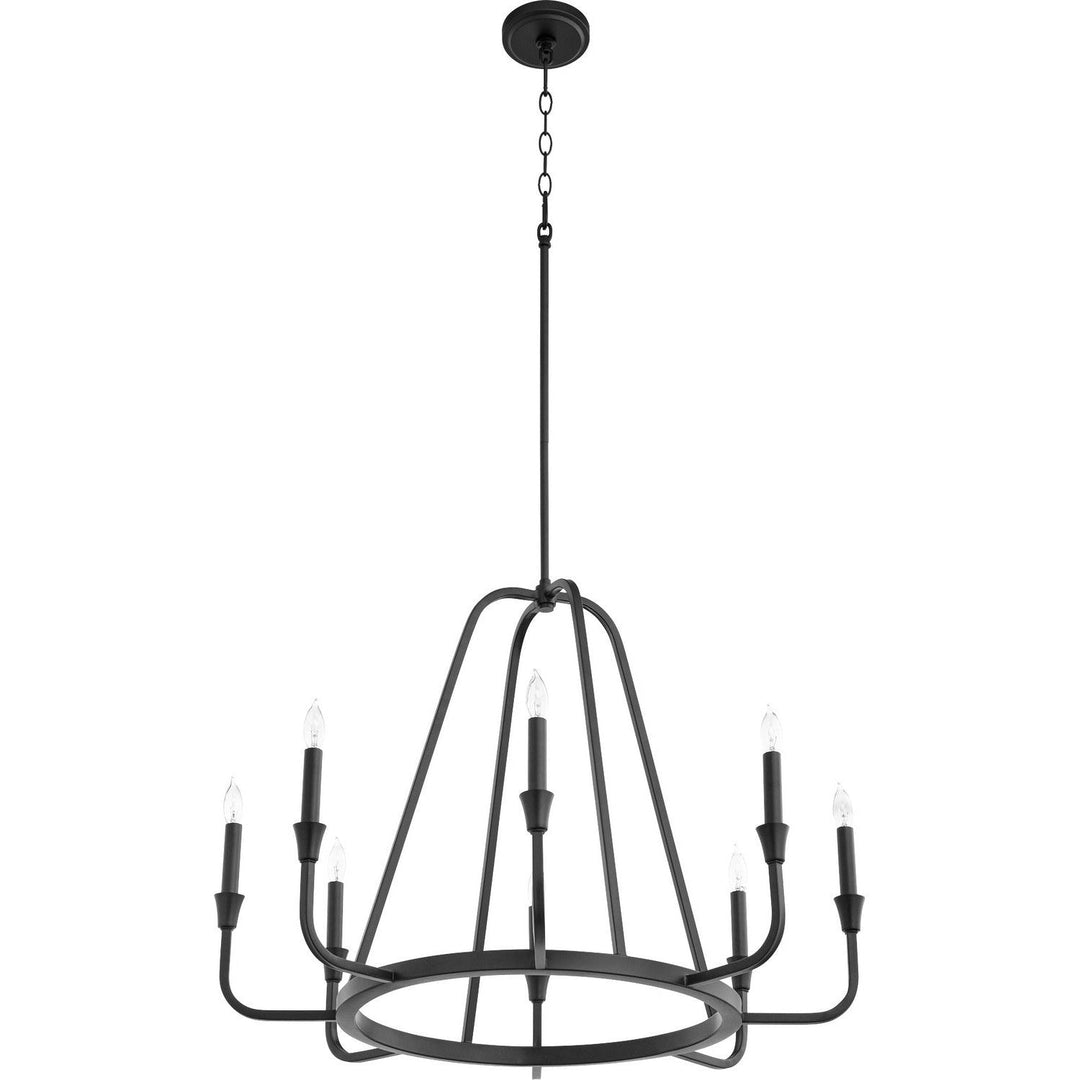 Quorum Marquee 6314-8-69 Chandelier Light - Textured Black, Matte Black/Weathered Oak/