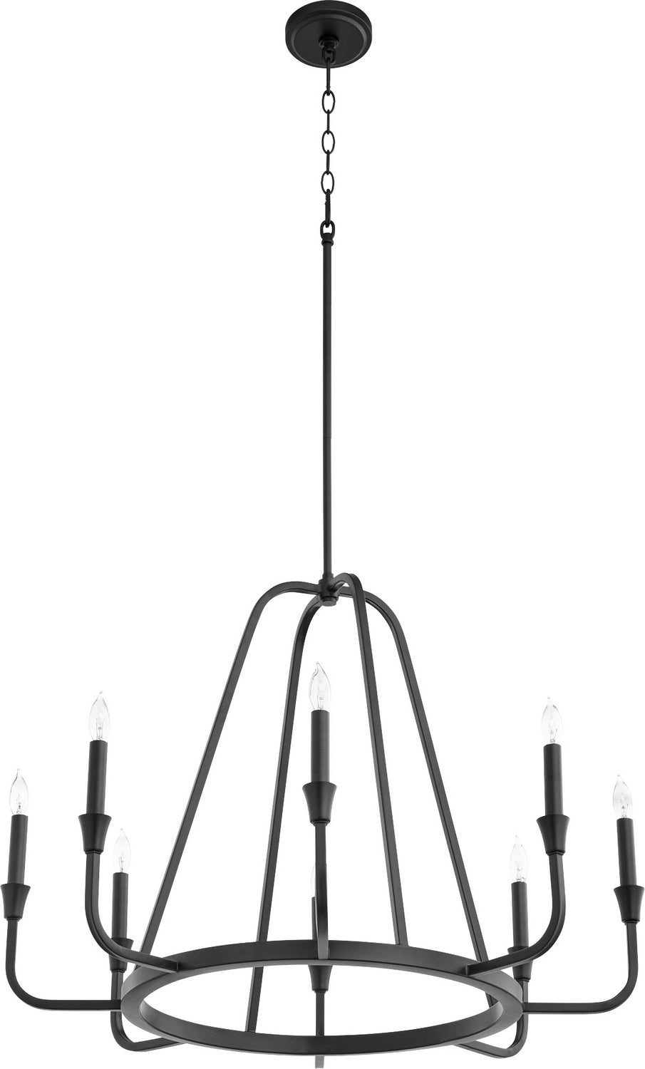 Quorum Marquee 6314-8-69 Chandelier Light - Textured Black, Matte Black/Weathered Oak/