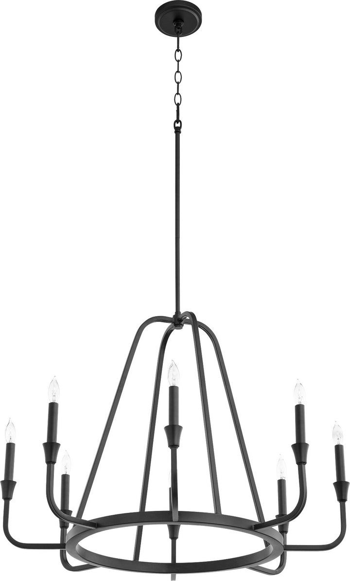 Quorum Marquee 6314-8-69 Chandelier Light - Textured Black, Matte Black/Weathered Oak/