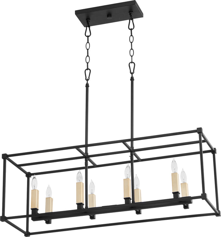 Quorum Olympus 656-8-69 Pendant Light - Textured Black,  Matte Black/Weathered Gray/