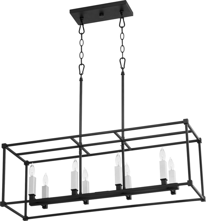 Quorum Olympus 656-8-69 Pendant Light - Textured Black,  Matte Black/Weathered Gray/