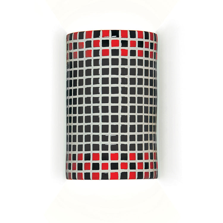 A-19 Mosaic M20309-RB-WET Wall Sconce Light - Red and Black