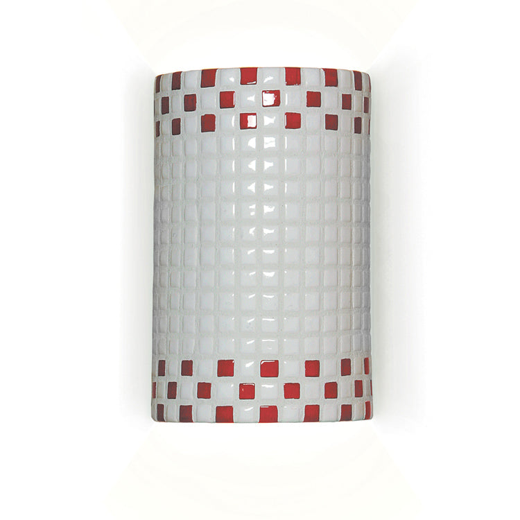 A-19 Mosaic M20309-RW-WET Wall Sconce Light - Red and White