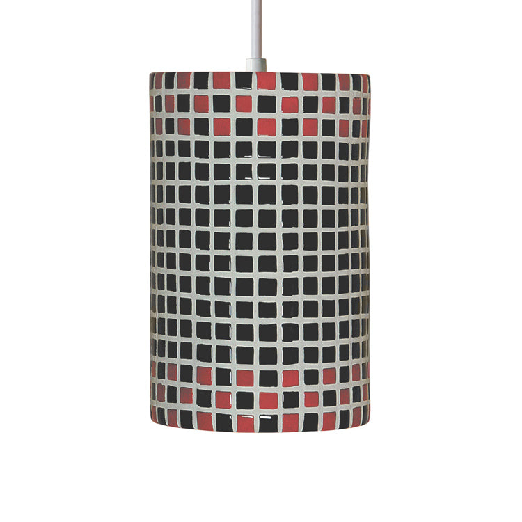 A-19 Mosaic PM20309-RB-BCC Pendant Light - Red and Black