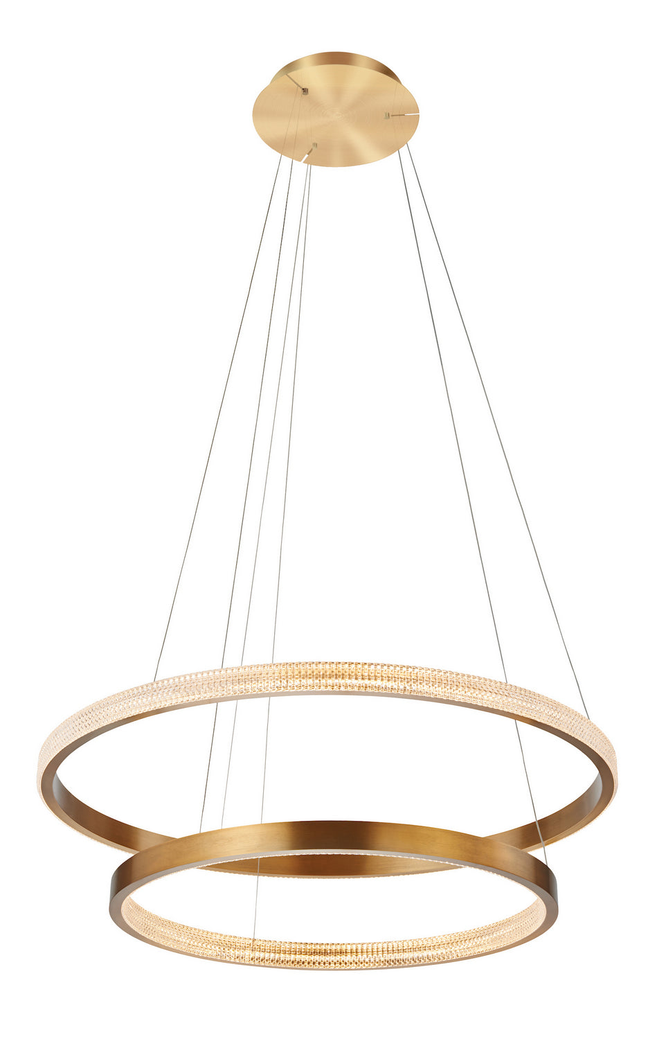 Stone Double Ring CH142CRBBLED Pendant Light - Brushed Brass