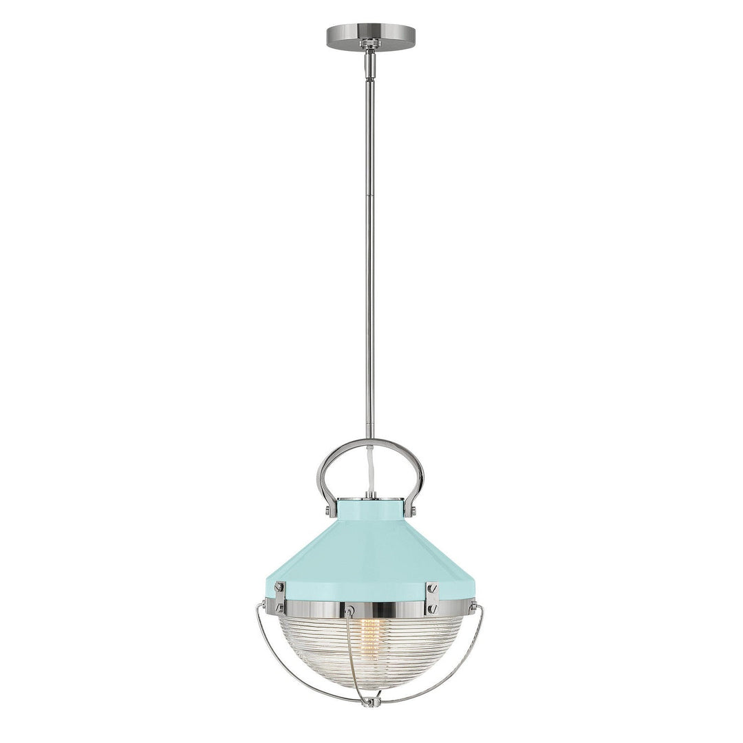 Hinkley Crew 4847PN-REB Pendant Light - Polished Nickel with Robin's-Egg Blue