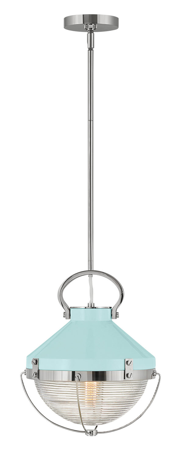 Hinkley Crew 4847PN-REB Pendant Light - Polished Nickel with Robin's-Egg Blue