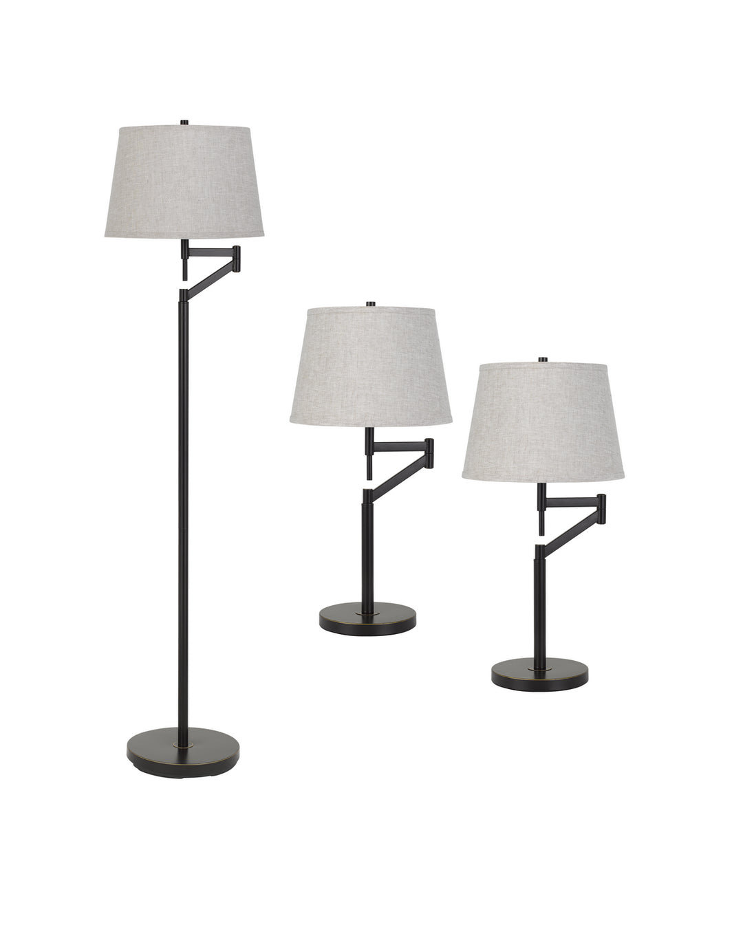 Cal Lighting BO-2874-3-DB Metal Set Two Swing Arm Table Lamp And One Swing Arm Floor Lamp Lamp Bronze / Dark