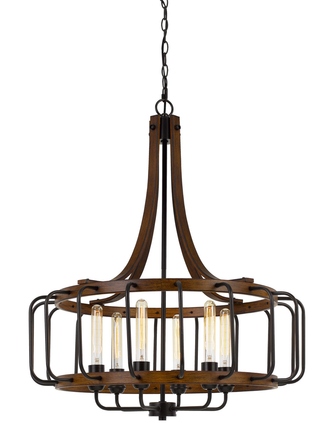 Cal Kellia FX-3708-6 Chandelier Light - Iron/Dark Oak