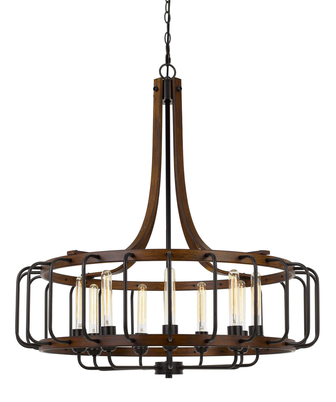 Cal Kellia FX-3708-9 Chandelier Light - Iron/Dark Oak