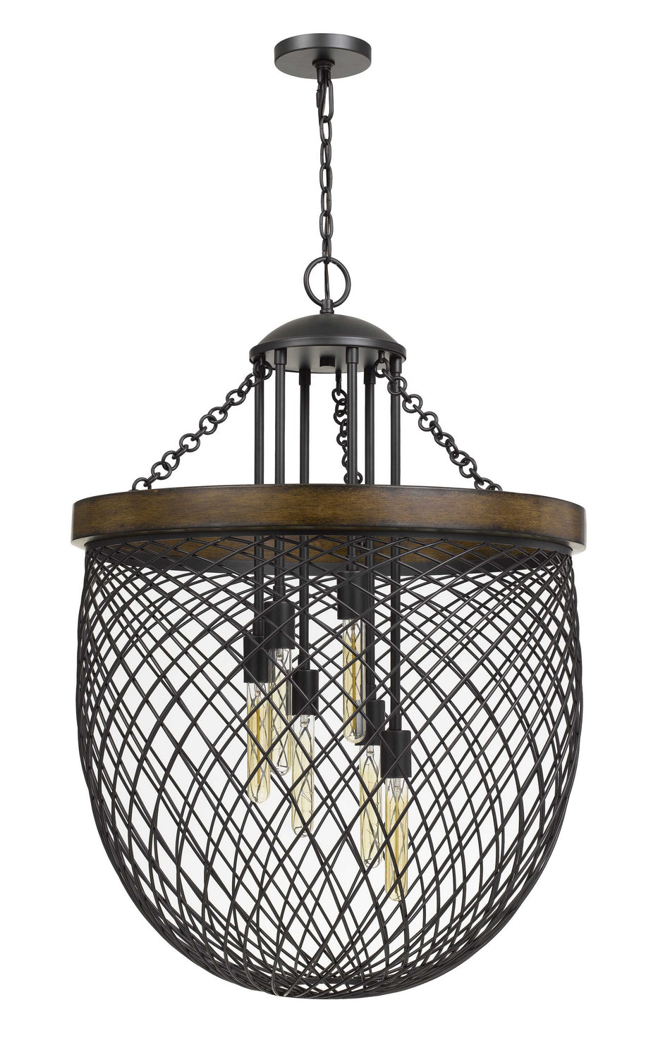 Cal Marion FX-3718-6 Pendant Light - Bronze/Wood