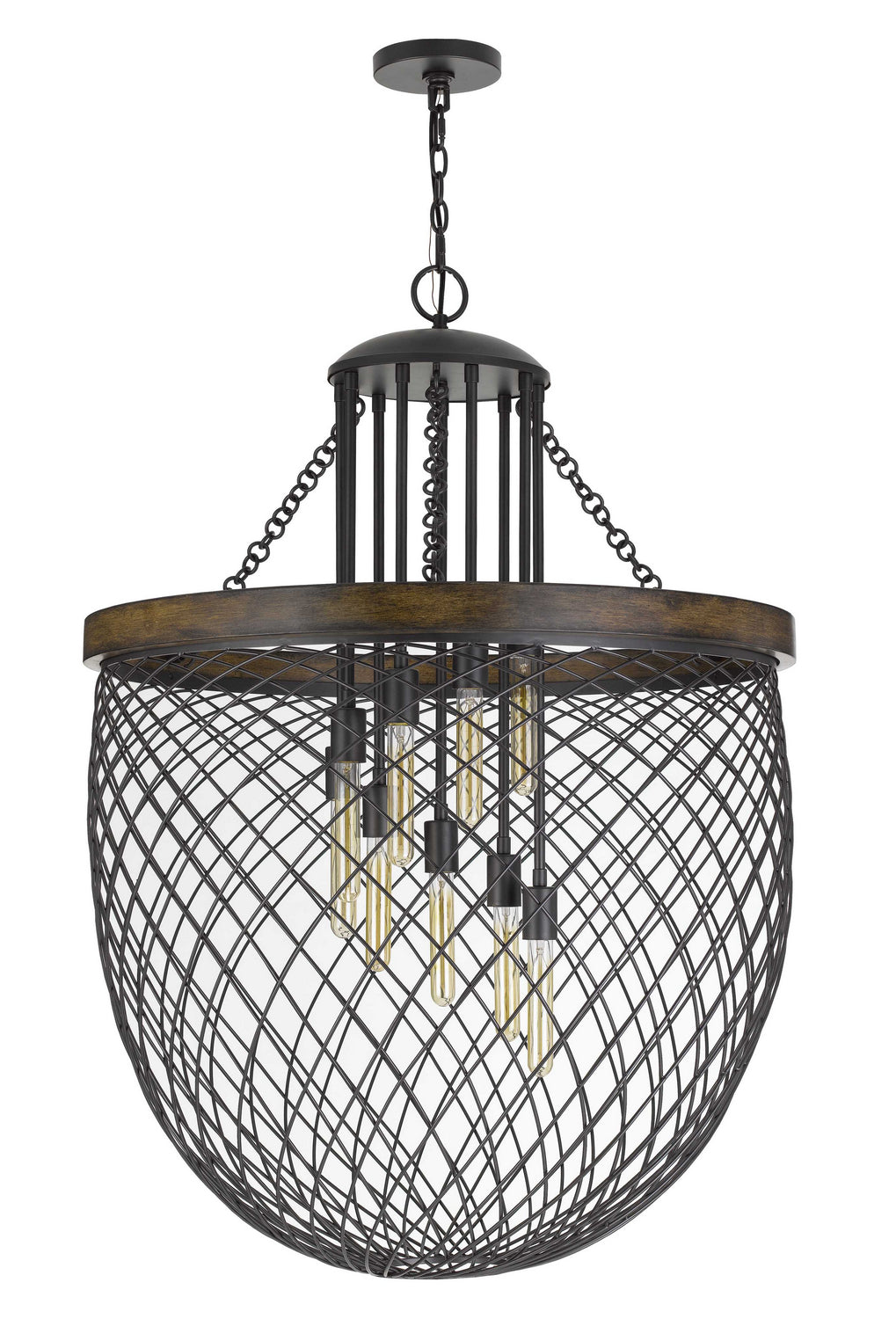 Cal Marion FX-3718-9 Pendant Light - Bronze/Wood