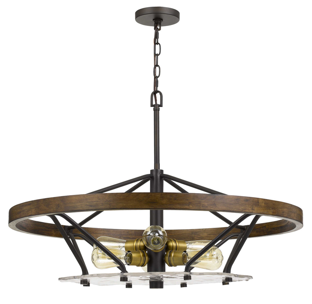 Cal Sherrill FX-3721-6 Chandelier Light - Bronze/Wood