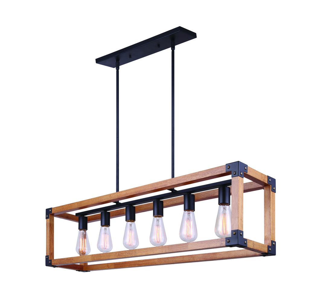 Canarm  ICH756A06BKW40 Pendant Light - Black/Wood