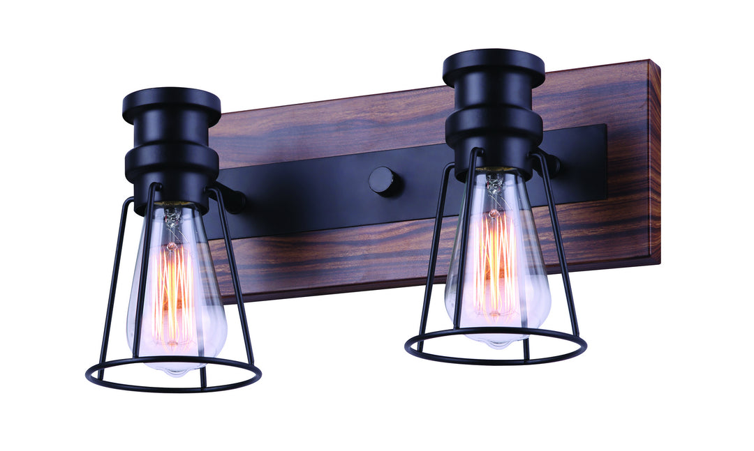 Canarm Blake IVL752A02BKW Bath Vanity Light 14 in. wide - Black/Faux Wood