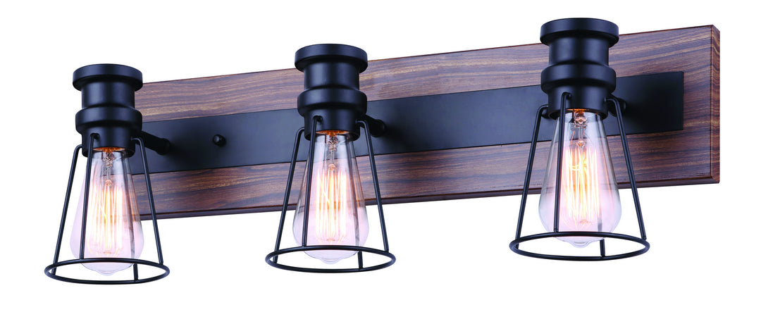 Canarm Blake IVL752A03BKW Bath Vanity Light 24 in. wide - Black/Faux Wood