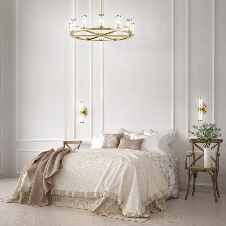 Alora revolve CH309012NBCG Chandelier Light - Clear Glass/Natural Brass