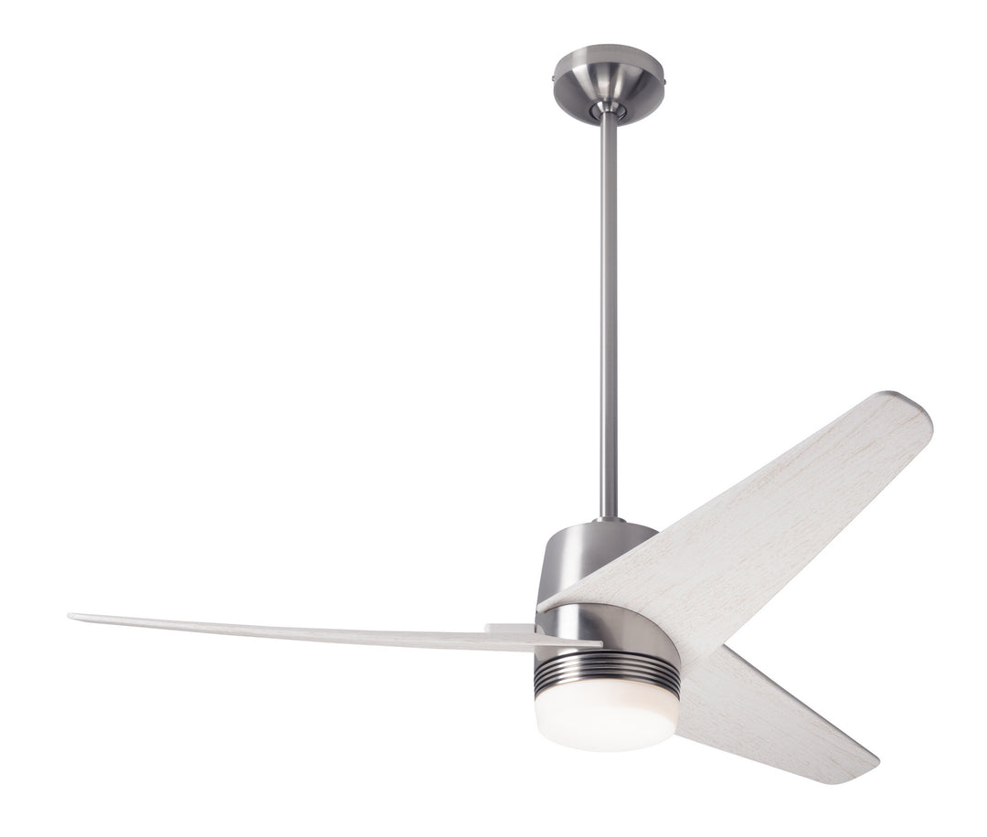 Modern Fan Company Velo DC VEL-BN-48-WW-853-CC Ceiling Fan - Bright Nickel, Whitewash/