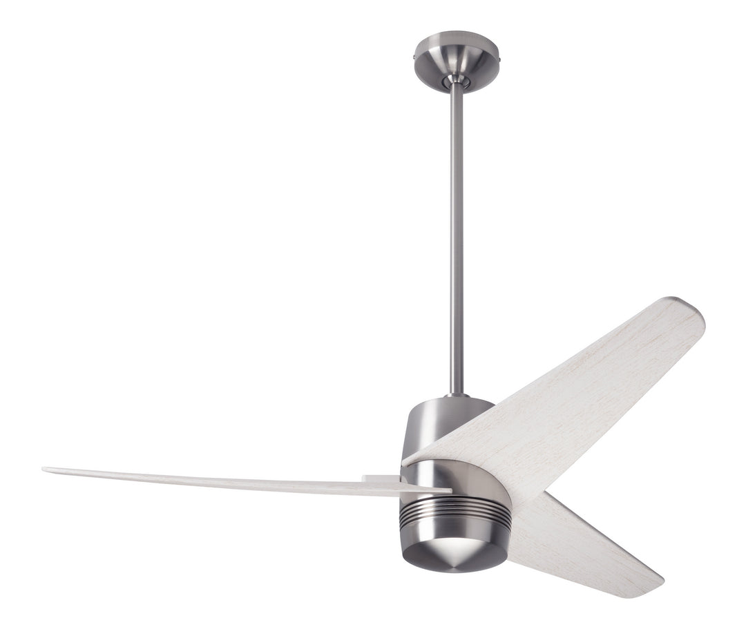 Modern Fan Company Velo DC VEL-BN-48-WW-NL-CC Ceiling Fan - Bright Nickel, Whitewash/