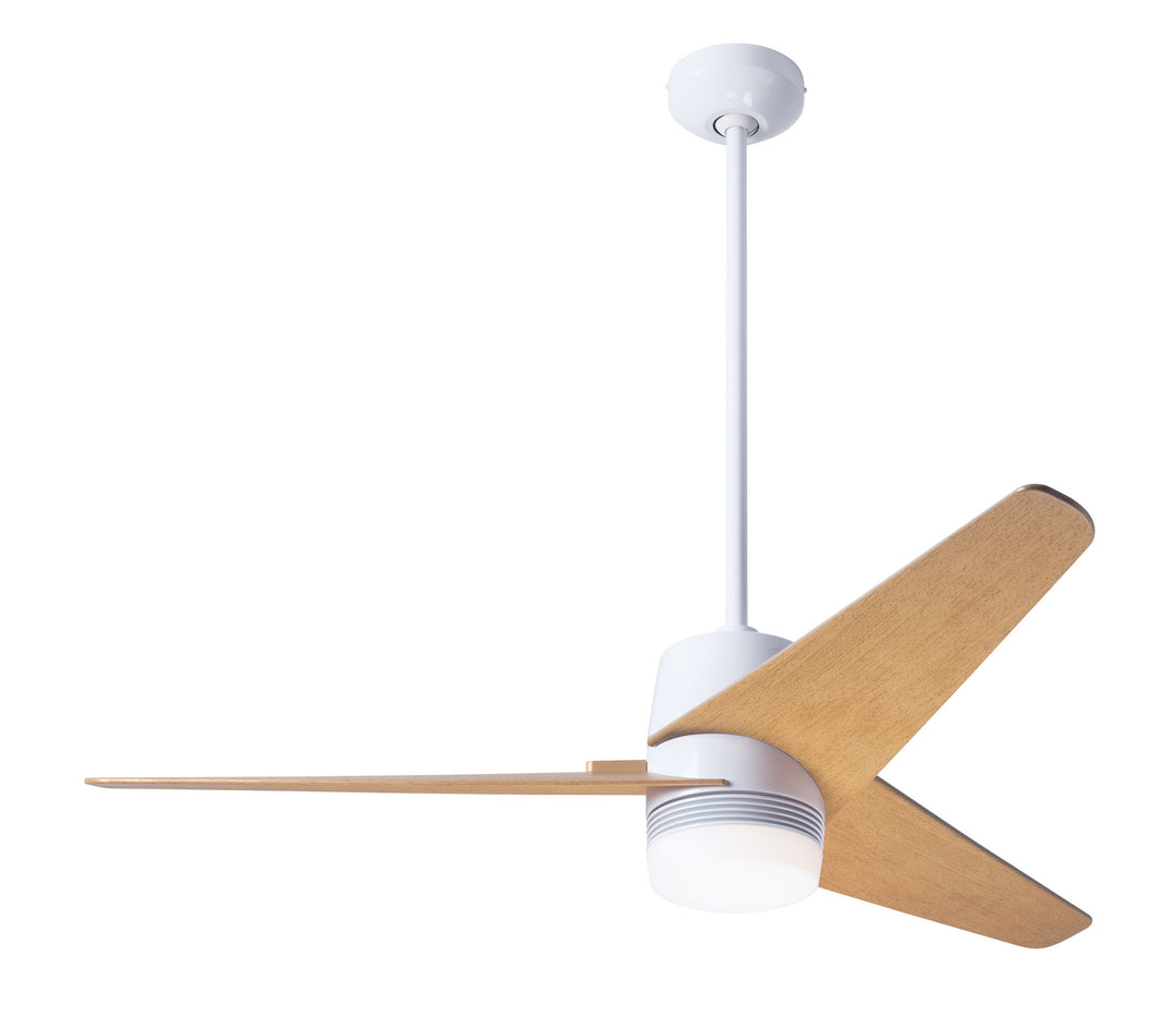 Modern Fan Company Velo DC VEL-GW-48-MP-853-CC Ceiling Fan - Gloss White, Maple/